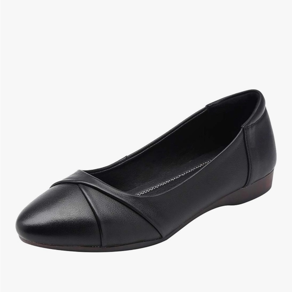 Pleated Toe Wedge Heels Slip On Dress Ballet Flats